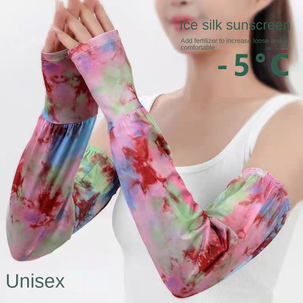 Cycling Glove - ปลอกแขนกันแดดลายไท-ได ผ้าไหมน้ำแข็ง แขนยาว สไตล์ชาติพันธุ์ ป้องกันรังสียูวี ปลอกแขนกันแดดสำหรับปั่นจักรยาน