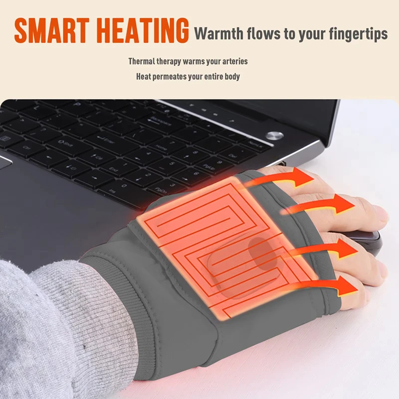 Cycling Gear Temperature - ถุงมือทำความร้อนแบบชาร์จ USB พร้อมฟังก์ชั่นปรับอุณหภูมิได้สามระดับ เหมาะสำหรับให้ความอบอุ่นมือระหว่างการตกปลาและเล่นสกี