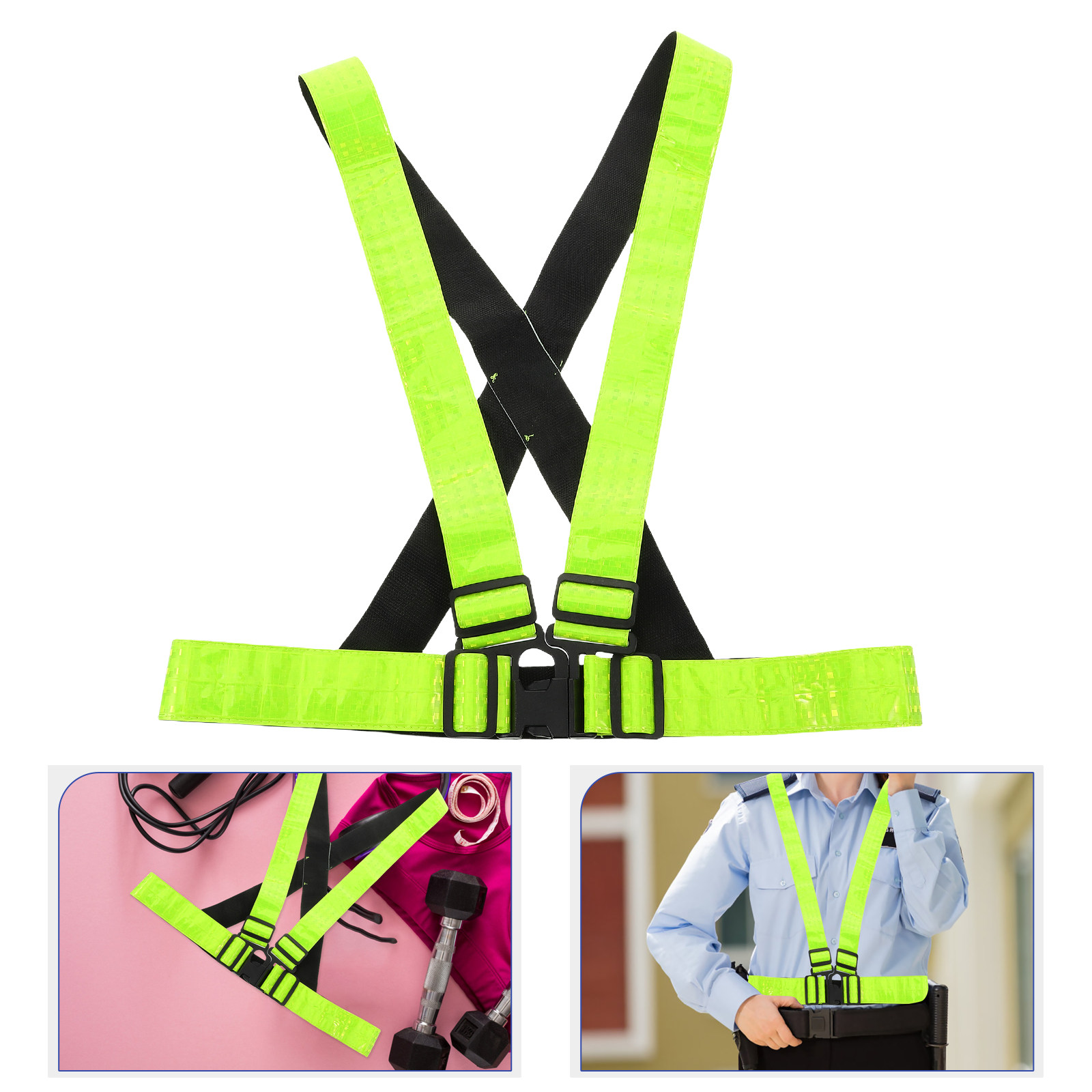 Cycling High Gear - เสื้อกั๊กสะท้อนแสงสำหรับกลางคืน อุปกรณ์ความปลอดภัยกลางแจ้ง มองเห็นได้ชัดเจน ปรับได้ เหมาะสำหรับวิ่ง ปั่นจักรยาน