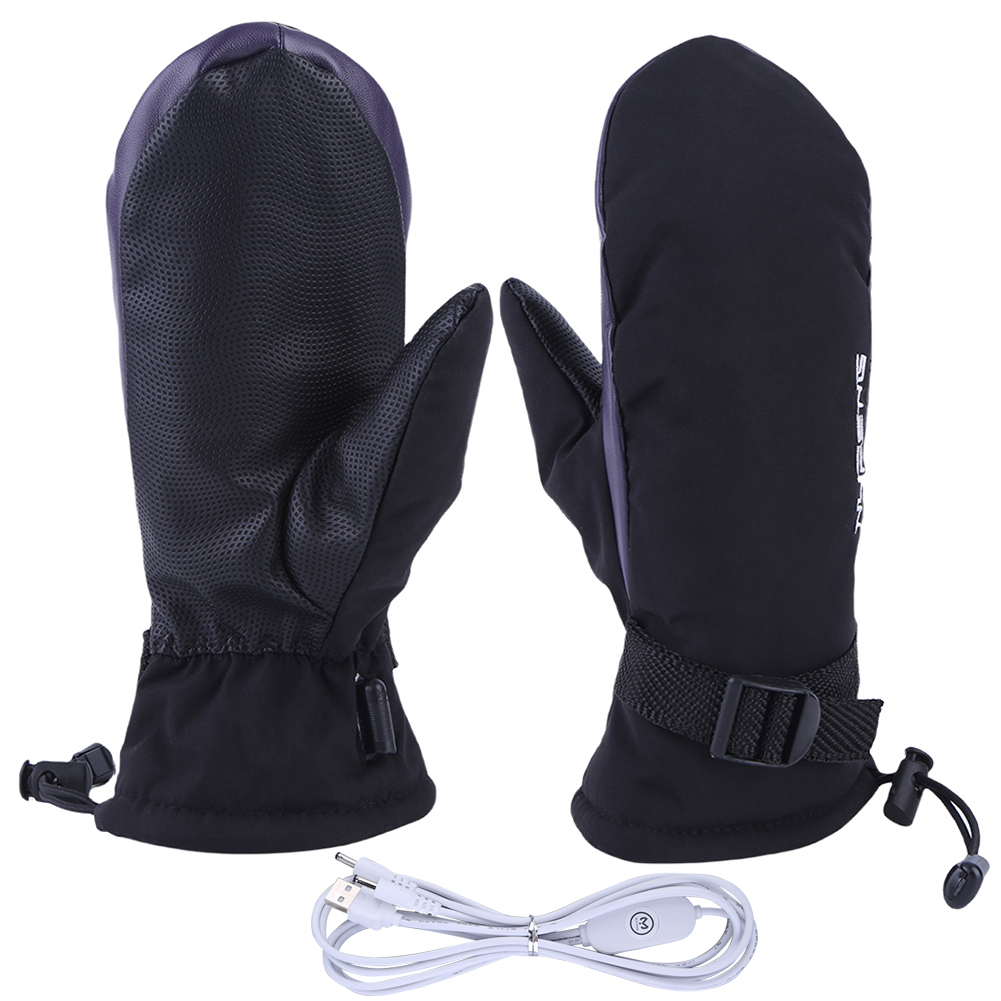 Cycling Gear Temperature - ถุงมืออุ่น ถุงมืออุ่นไฟฟ้าชาร์จ USB ถุงมืออุ่นไฟฟ้ากันความเย็น 3 เกียร์อุณหภูมิสำหรับการปีนเขาเดินป่าขี่จักรยาน