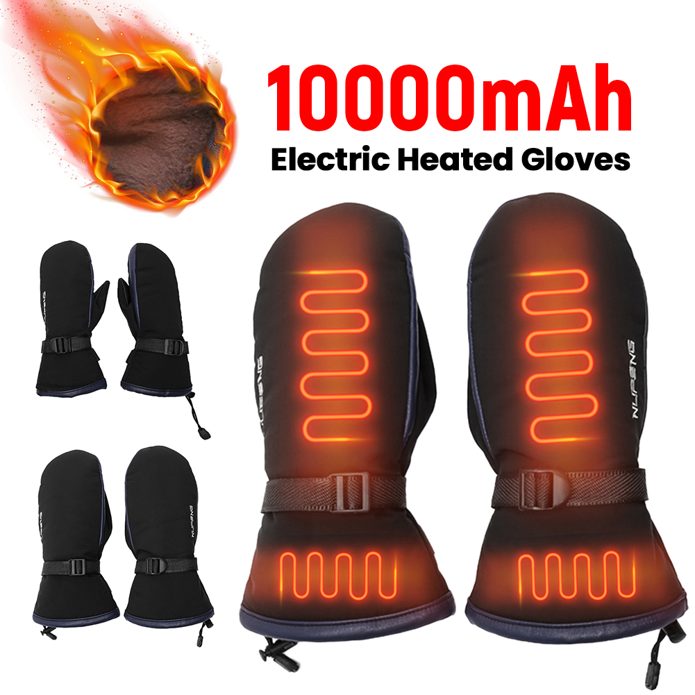 Cycling Gear Temperature - ถุงมืออุ่นแบบชาร์จ USB ถุงมือทำความร้อนด้วยไฟฟ้า กันน้ำ 3 ระดับอุณหภูมิ
