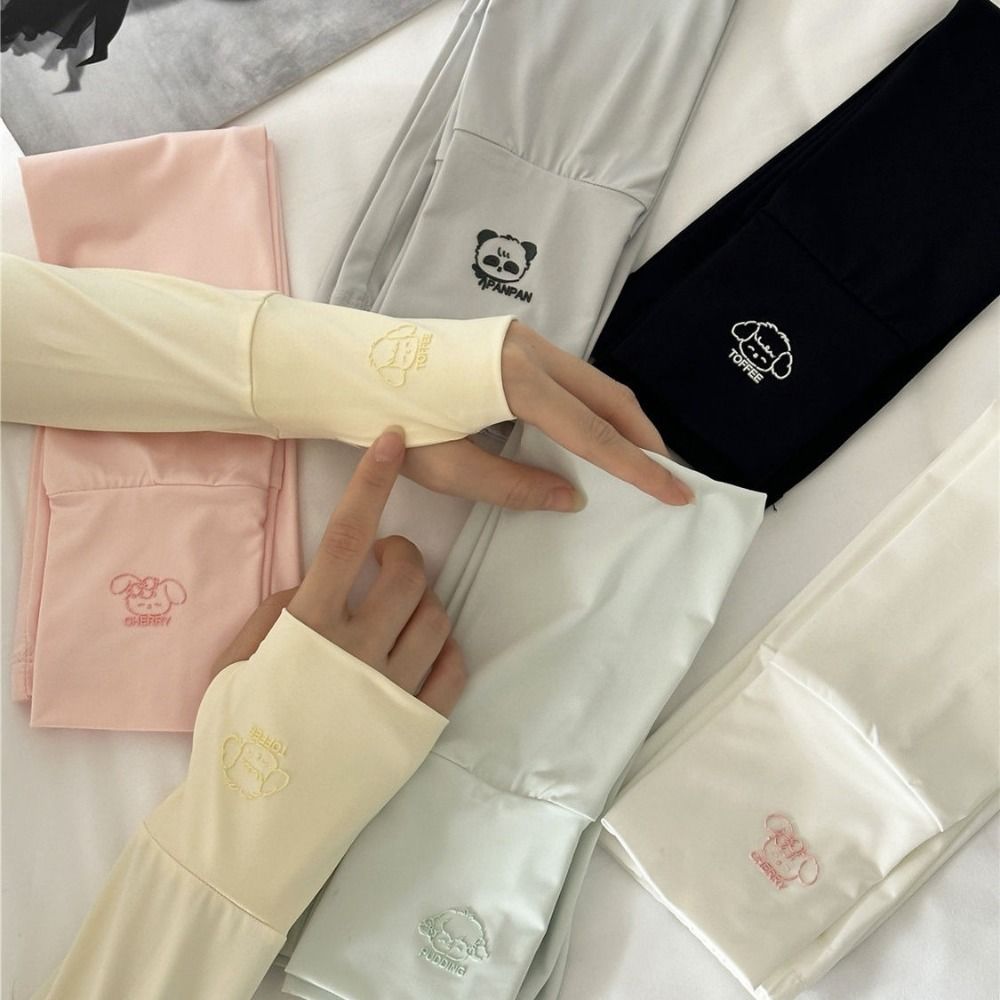 Cycling Glove - ปลอกแขนกันแดดลายการ์ตูนน่ารัก ผ้าไหมน้ำแข็งยืดหยุ่น ป้องกันรังสียูวี สำหรับขี่จักรยาน ขับรถ